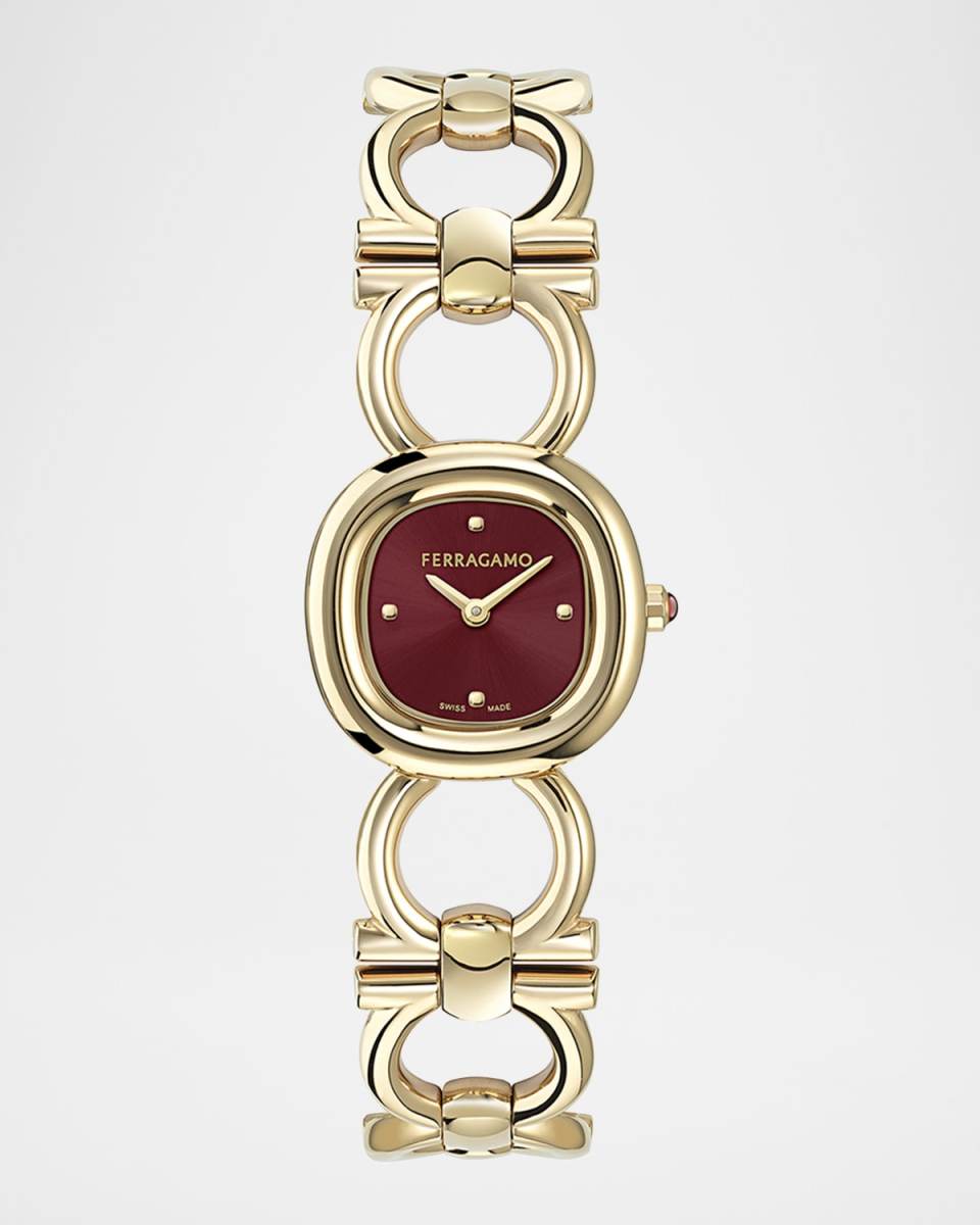 Double Gancini 25MM IP Yellow Gold Bracelet Watch